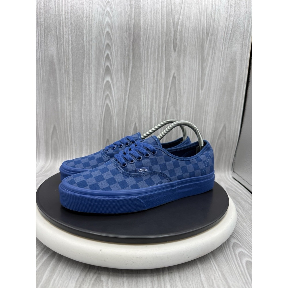 VANS Classic True Blue Mono Checkered Womens Size 8.5 Lace Up Skate Sneakers